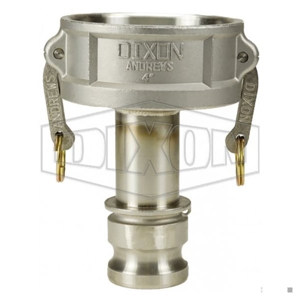 Type DA Cam and Groove Reducing Coupler, 2-1/2 x 4 in Nominal, Coupler x Adapter End Style, 316 SS